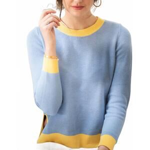 NEW BURGESS SWEATERS bea seed stitch sweater in blueberry/sunbeam